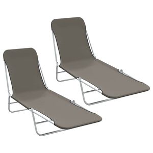 vidaXL Sunlounger Set of 2 Grey Powder-coated steel