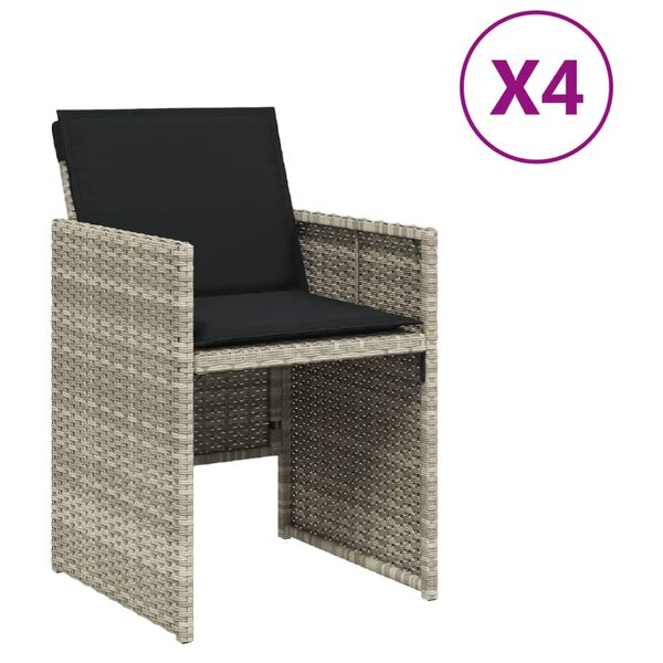 vidaXL Patio Chair Light Gray PE Rattan Standard Foldable Patio Chair