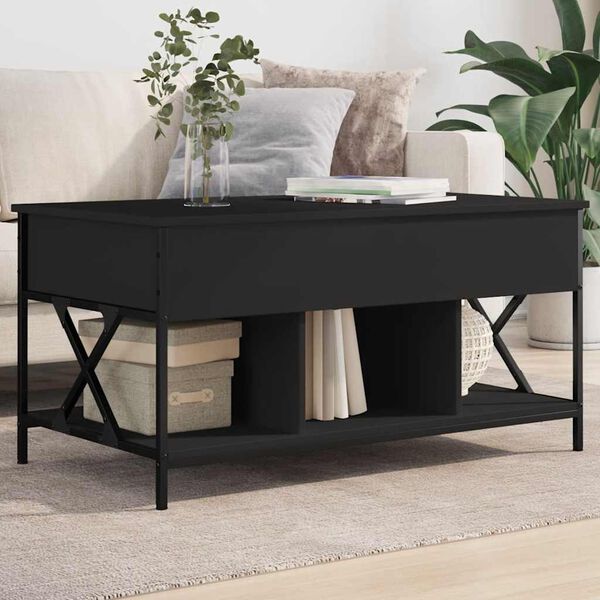 vidaXL Coffee Table Black Engineered wood, Metal Medium Coffee Table