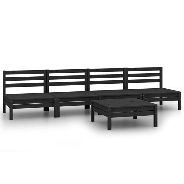 vidaXL Garden Lounge Set Black Solid Pinewood Medium Modular