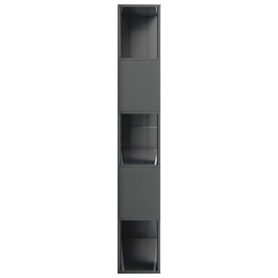 vidaXL Book Cabinet/Room Divider High Gloss Gray 31.5"x9.4"x62.6"