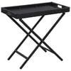 vidaXL Folding Table Black Poly rattan, metal 31.5 x 17.7 in Foldable