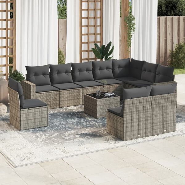 vidaXL Garden Sofa Set Gray and Dark Gray