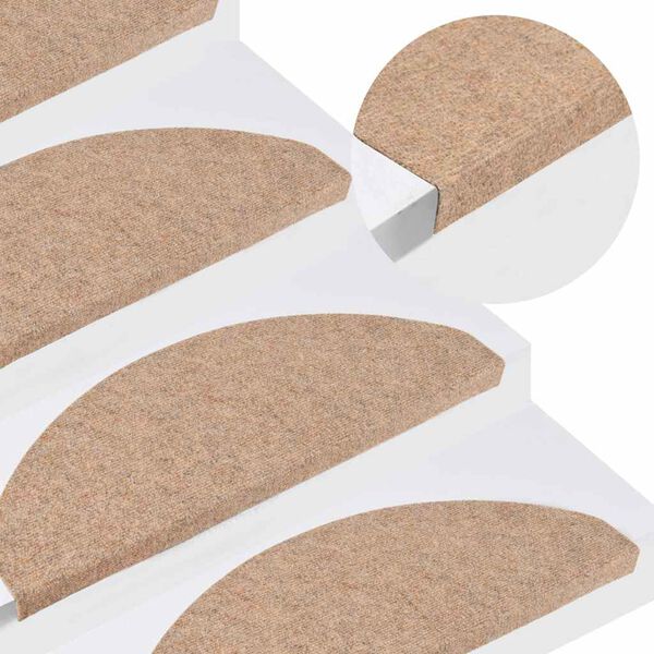 vidaXL Stair Mat Set of 10 Beige Needle felt fabric (95% PES, 5% PP)