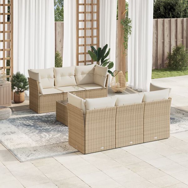 vidaXL Garden Sofa Set Beige, Cream White