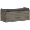vidaXL Storage Bench Grey PE rattan, powder-coated steel, polyester
