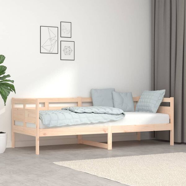 vidaXL Day Bed Natural Wood Solid Pine Wood, Plywood Twin