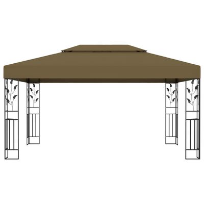 vidaXL Gazebo with Double Roof 118.1"x157.5" Taupe 180 g/m?