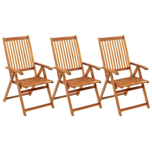 vidaXL Garden Chair Set of 3 Wooden Brown