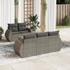vidaXL Garden Sofa Set Grey PE rattan, powder-coated steel, tempered glass