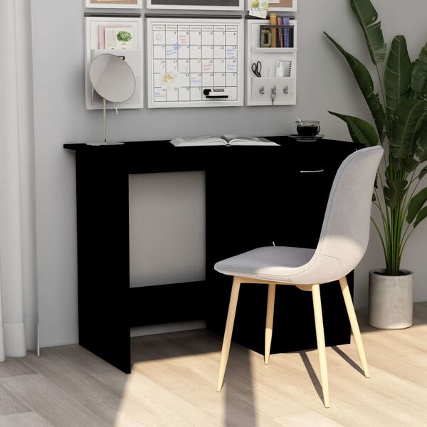 vidaXL Desk Black Engineered wood Compact Desk Rectangular Modern