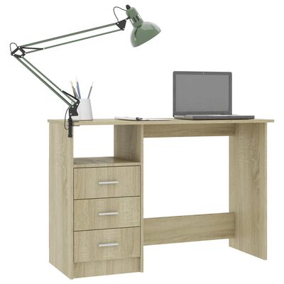 vidaXL Desk with Drawers Sonoma Oak 43.3"x19.6"x29.9" Chipboard