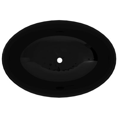 Luxury Ceramic Basin Oval-shaped Sink Black 15.7"x13"