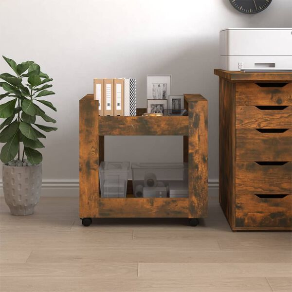 vidaXL Desk Trolley Smoked Oak 23.6x17.7x23.6" Engineered Wood