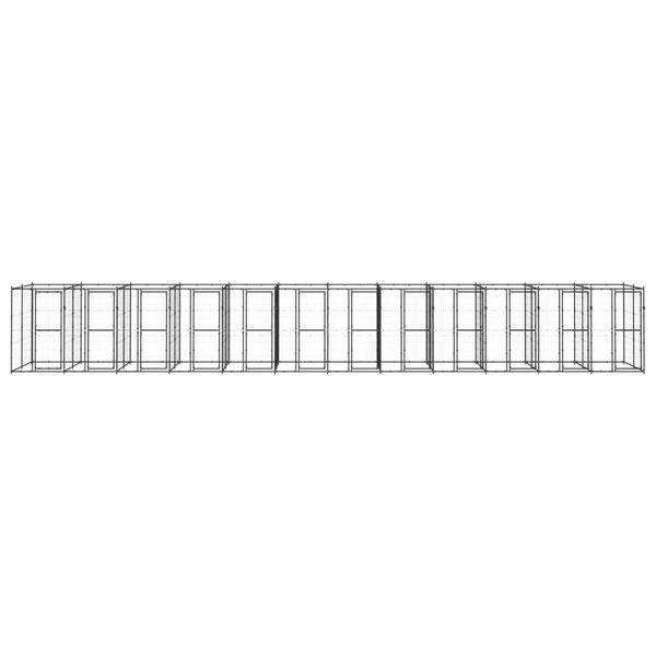 vidaXL Dog Kennel Black Powder-coated steel Extra Large Durable