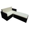 vidaXL Garden Sofa Set Black Sofa with Cream Cushions