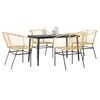 vidaXL 5 Piece Patio Dining Set Brown Poly Rattan Glass