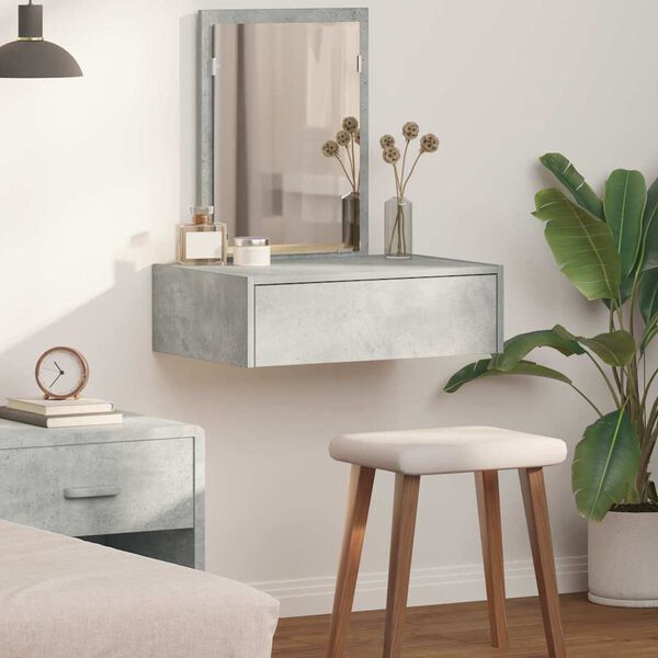 vidaXL Dressing Table Grey 23.62 x 15.75 x 27.56 in Engineered Wood