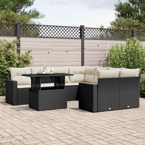 vidaXL Garden Sofa Set Black, Cream White