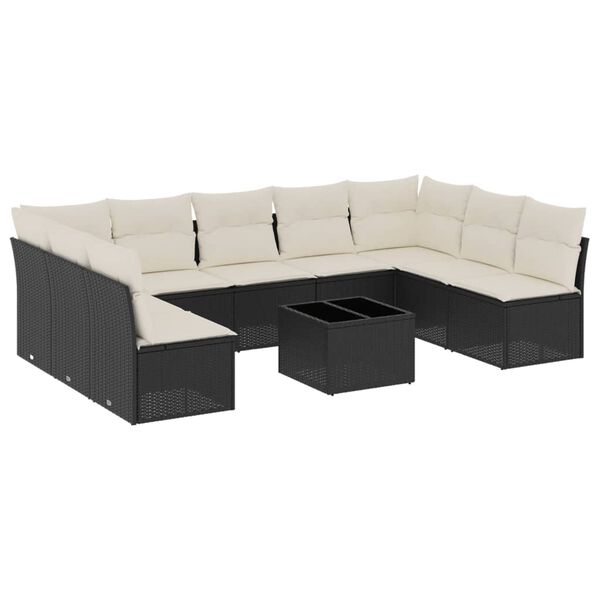vidaXL Garden Sofa Set Black, Cream White