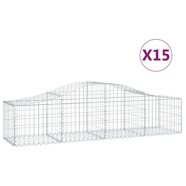 vidaXL Gabion Basket Set of 15 Silver Galvanized Iron Large