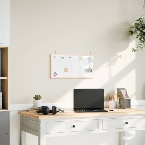 vidaXL Magnetic Whiteboard with Solid Pine Wood Frame 23.6x11.8"