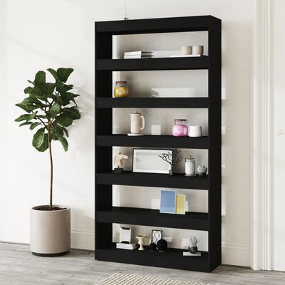 vidaXL Book Cabinet/Room Divider Black 39.4"x11.8"x78" Engineered Wood