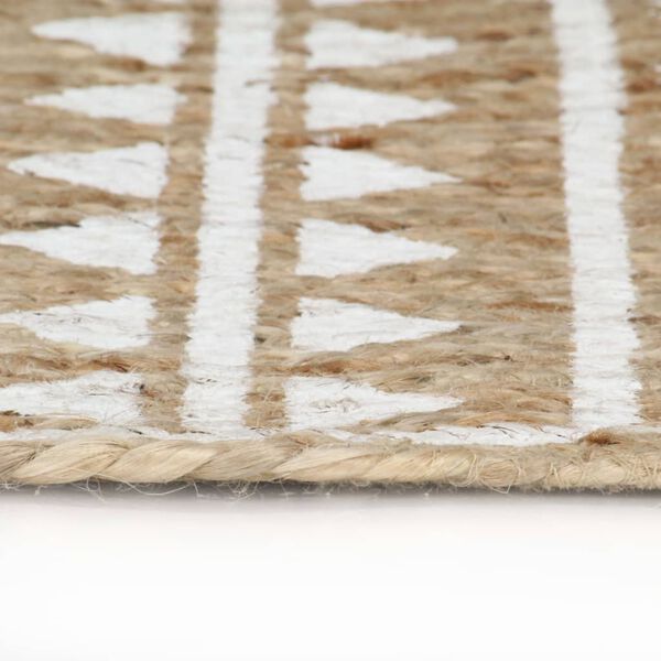 vidaXL Area Rug Natural and White Braided Jute 47.2 in diameter Pattern