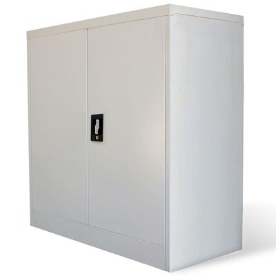 vidaXL Office Cabinet with 2 Doors Gray 35.4” Steel