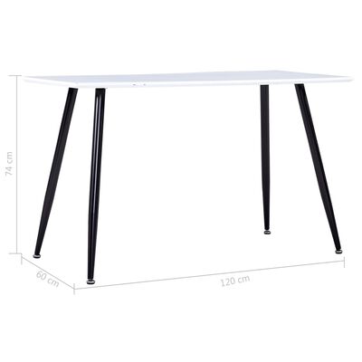 vidaXL Dining Table White and Black  47.2"x23.6"x29.1" MDF