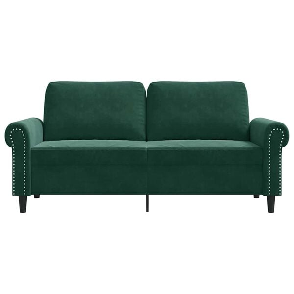 vidaXL 2-seater Sofa Dark Green Velvet (100% polyester), Metal 2-seater
