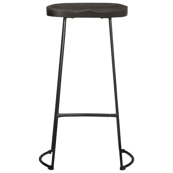 vidaXL Bar Stool Set of 2 Black Solid mango wood, iron Standard