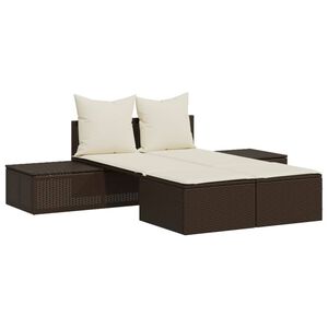 vidaXL Double Sun Lounger Brown, Cream White