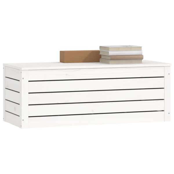 vidaXL Storage Box White Solid pine wood Large Storage Box Rectangular