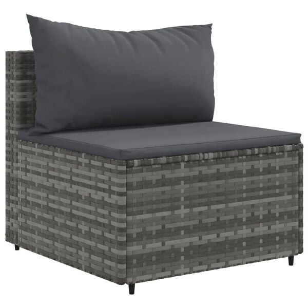 vidaXL Patio Sofa Set Gray PE rattan, powder-coated steel 10 Piece