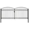vidaXL Fence Gate Double Door with Arched Top Steel 157.5x78.7" Black