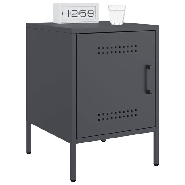 vidaXL Bedside Cabinet Set of 2 Anthracite Steel Medium
