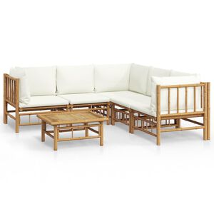 vidaXL Garden Lounge Set Cream White Bamboo, Fabric (100% polyester)
