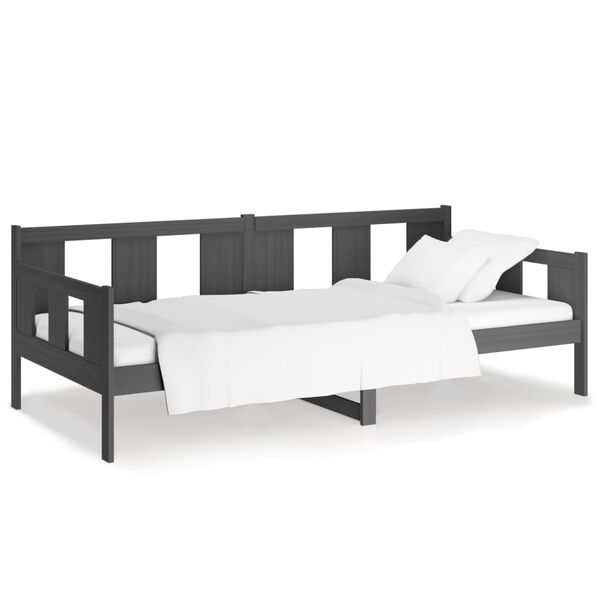 vidaXL Day Bed Grey Solid Pine Wood 31.5 x 79.0 in Convertible Design
