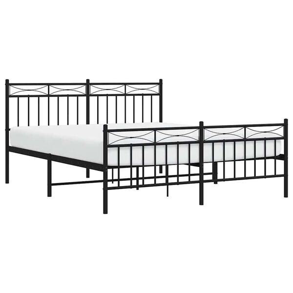 vidaXL Bed Frame Black Powder-Coated Steel Double Bed Frame