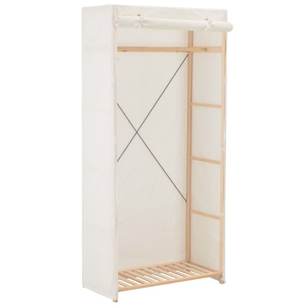 vidaXL Wardrobe White Fabric and solid fir wood frame