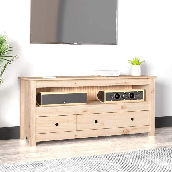 vidaXL TV Cabinet Natural wood Solid pine wood, metal Medium TV Cabinet