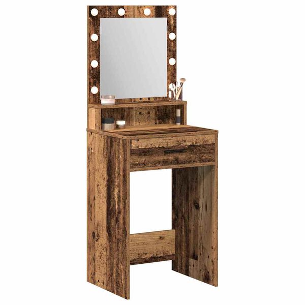 vidaXL Dressing Table with Drawer Old Wood 19.69 x 16.14 x 53.15 in