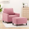 vidaXL Sofa Chair with Footstool Pink 23.6" Velvet