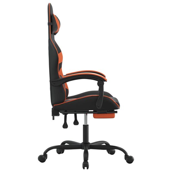 vidaXL Gaming Chair with Footrest Black and Orange Faux Leather
