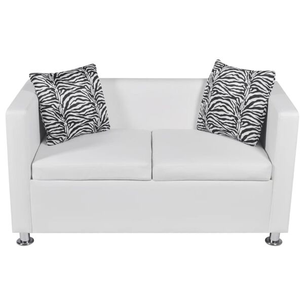 vidaXL Sofa Set Armchair and 2-Seater White Faux Leather