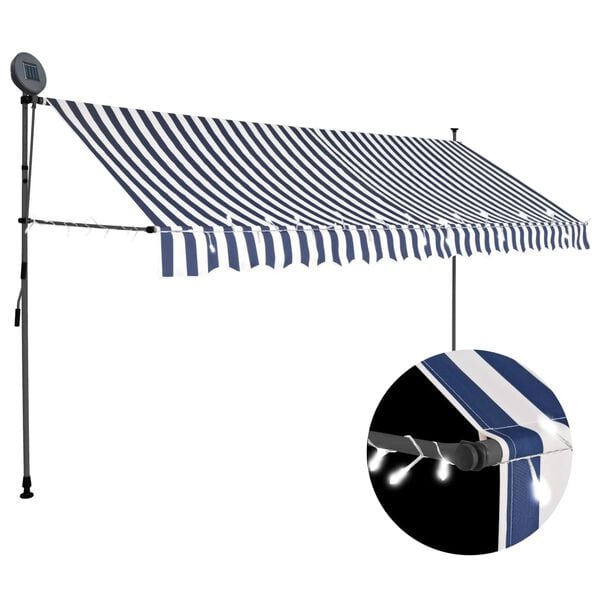 vidaXL Retractable Awning Blue and white