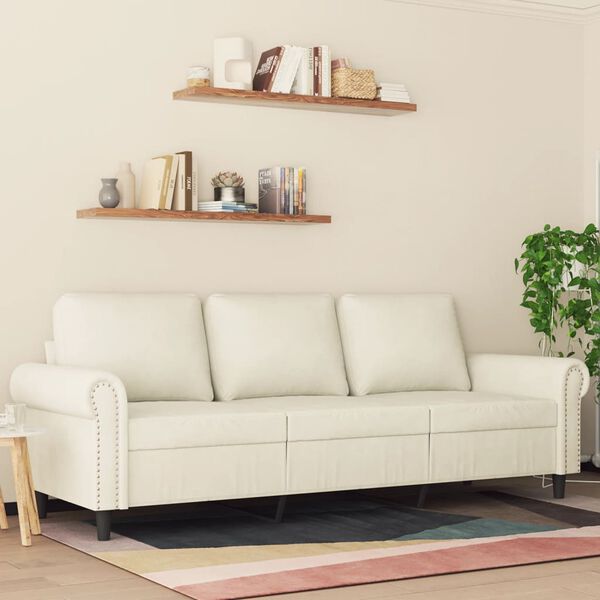 vidaXL 3-seater Sofa Cream Velvet (100% polyester)
