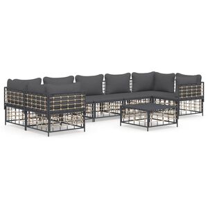 vidaXL Garden Lounge Set Anthracite Poly Rattan Large Modular