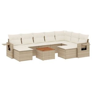vidaXL Garden Sofa Set Beige PE rattan Large Foldable Garden Sofa Set